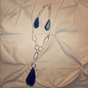 Blue Stone Tear Drop Set